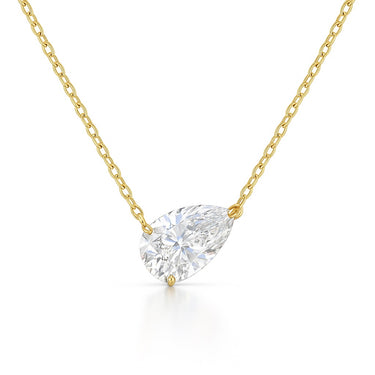 3ct Sideway Lab Diamond Pear Cut Solitaire Necklace