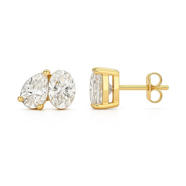 Lab Diamond Pear Oval Toi-et-Moi Diamond Studs