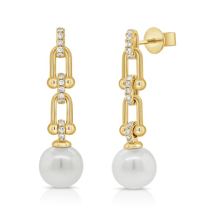 Pearl & Chain Pave Earrings