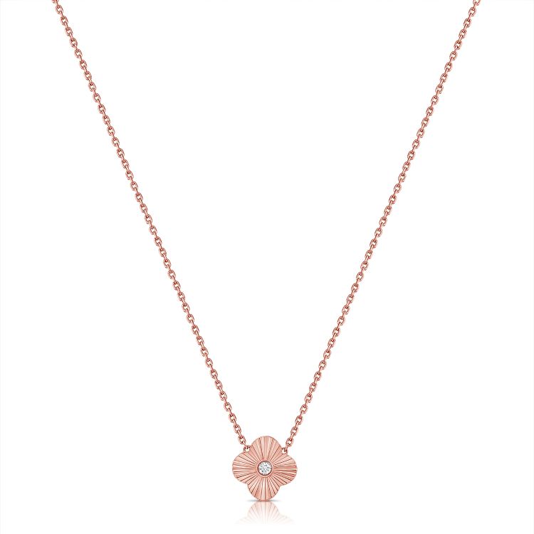 Fluted Flower Diamond Pendant