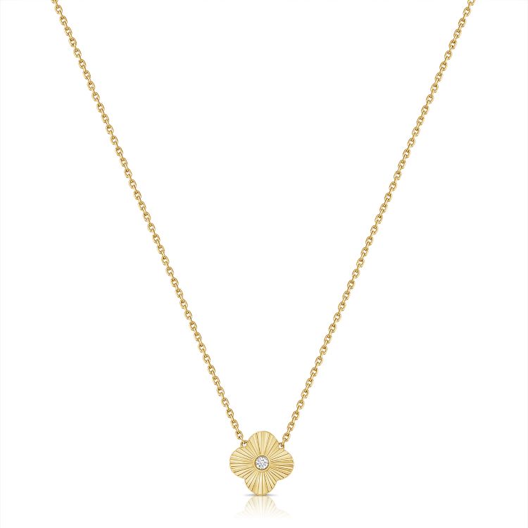 Fluted Clover Diamond Pendant