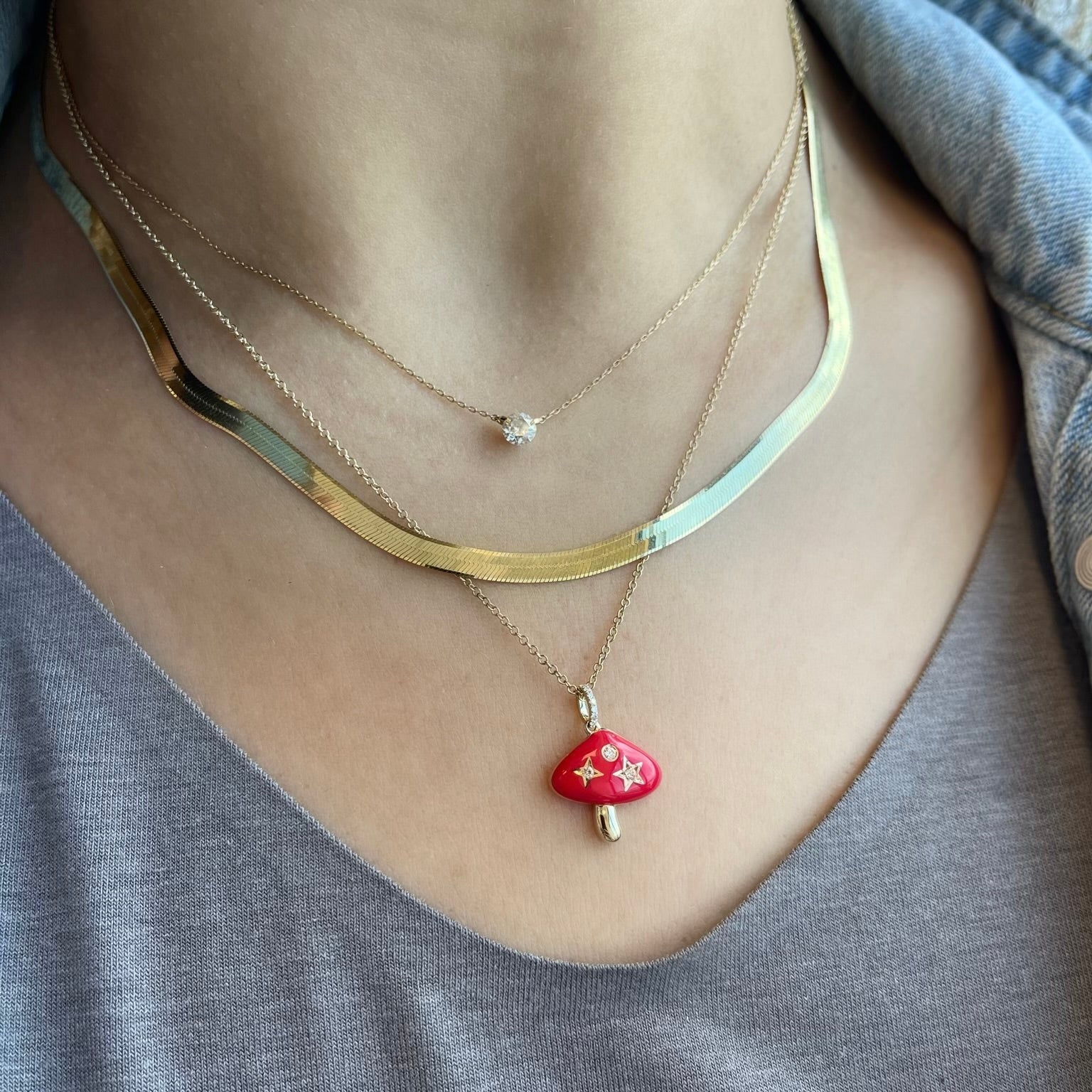 Enamel Mushroom Necklace