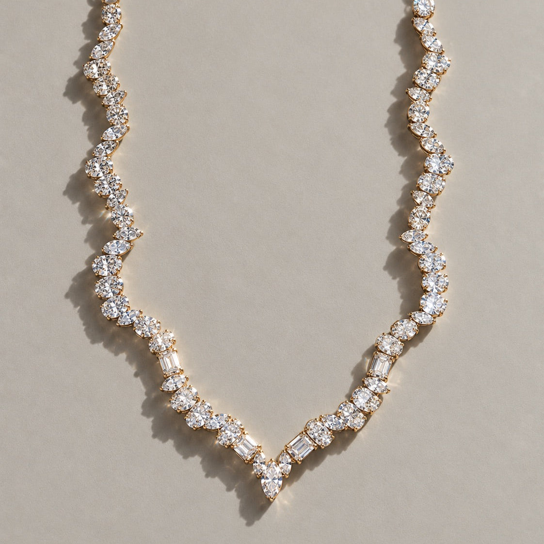 Multishape Wavy Tennis Necklace