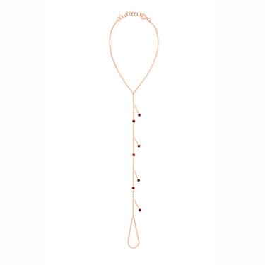 Seven-Bezel Dangling Ruby Hand Chain Bracelet - RG RUBY