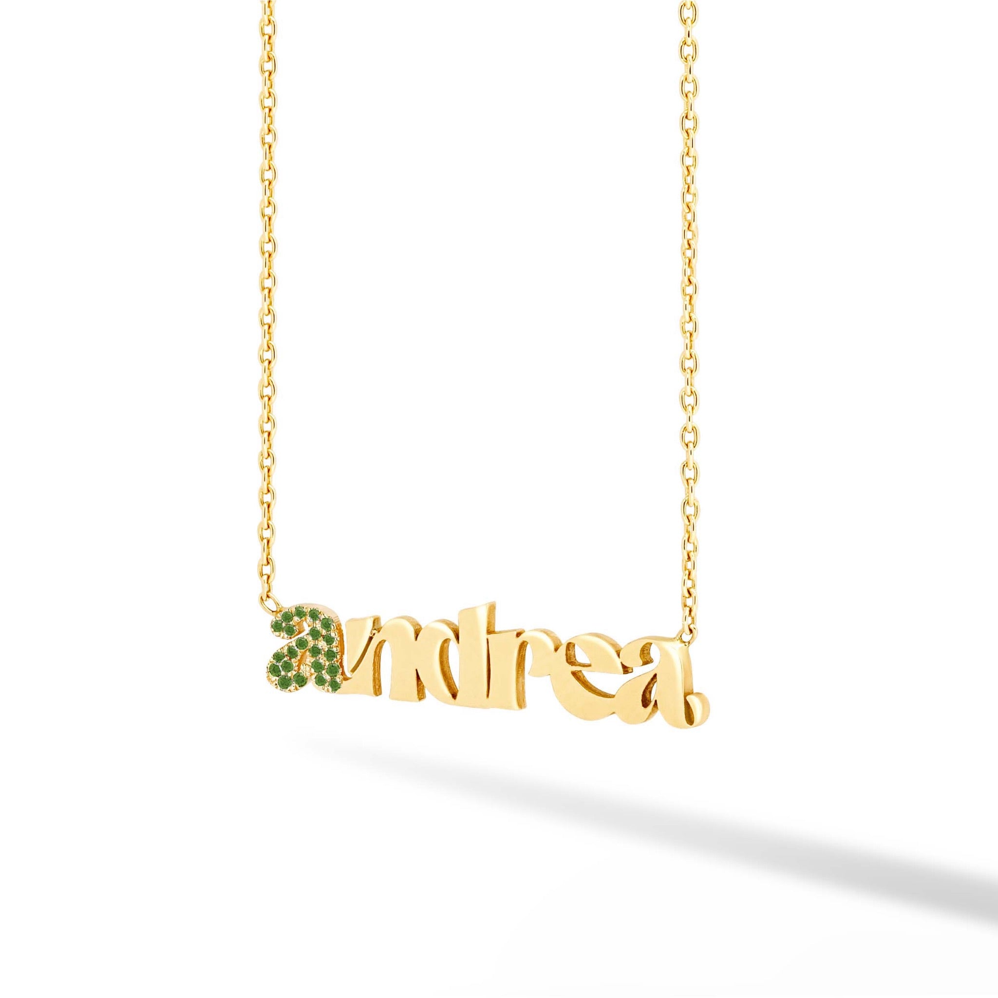 Accent Gemstone Initial Solid Name Necklace