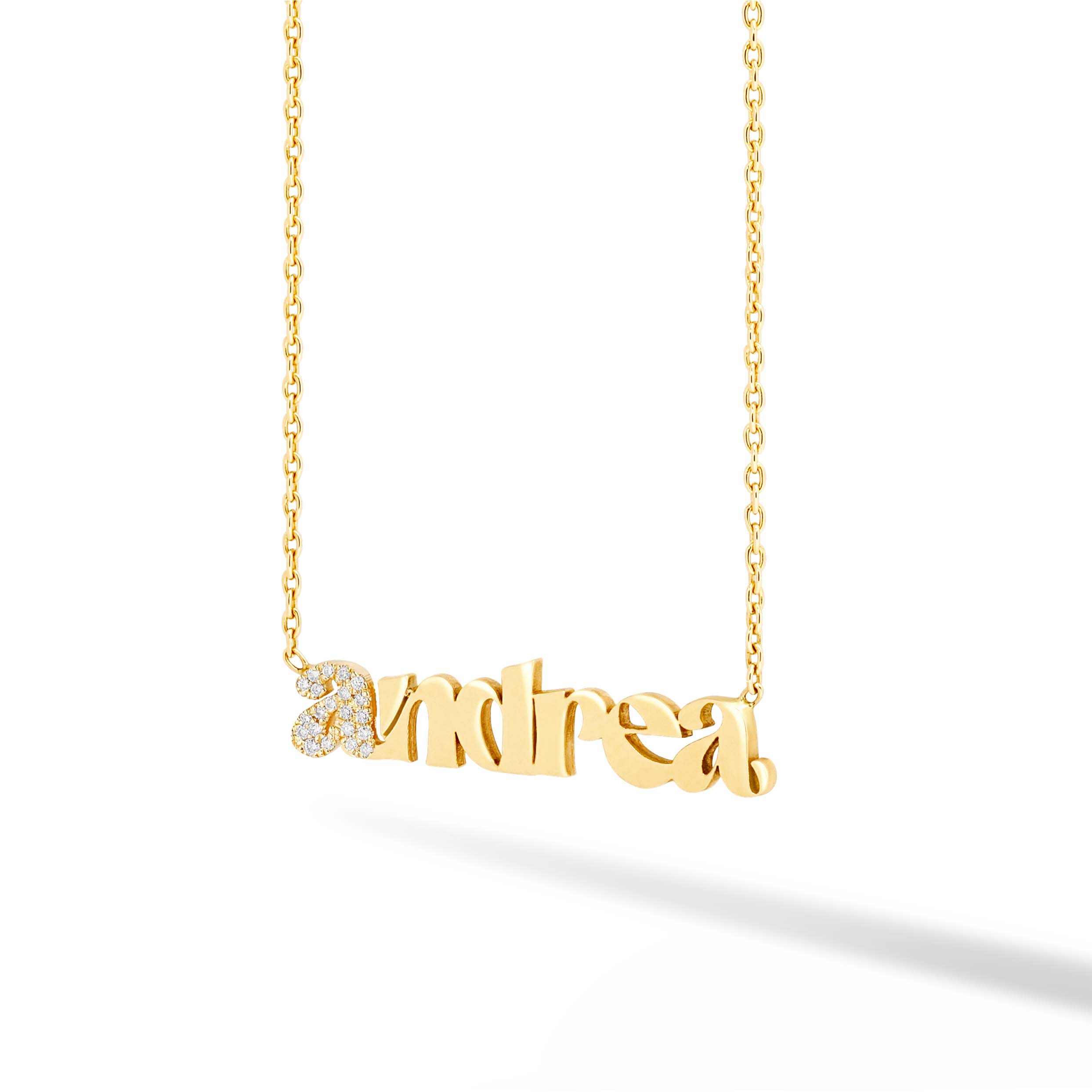 Name necklace shop with diamond accent