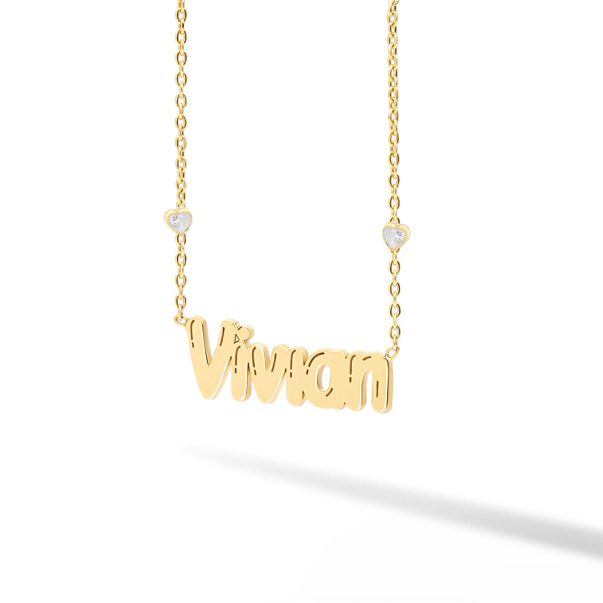 Name Necklace with Two Mixed Shape Bezels