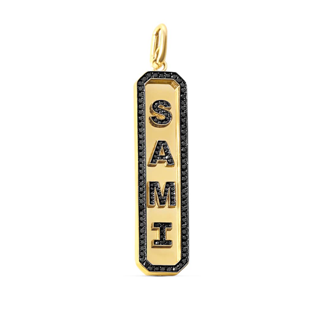 Custom Black Diamond Vertical Nameplate Charm