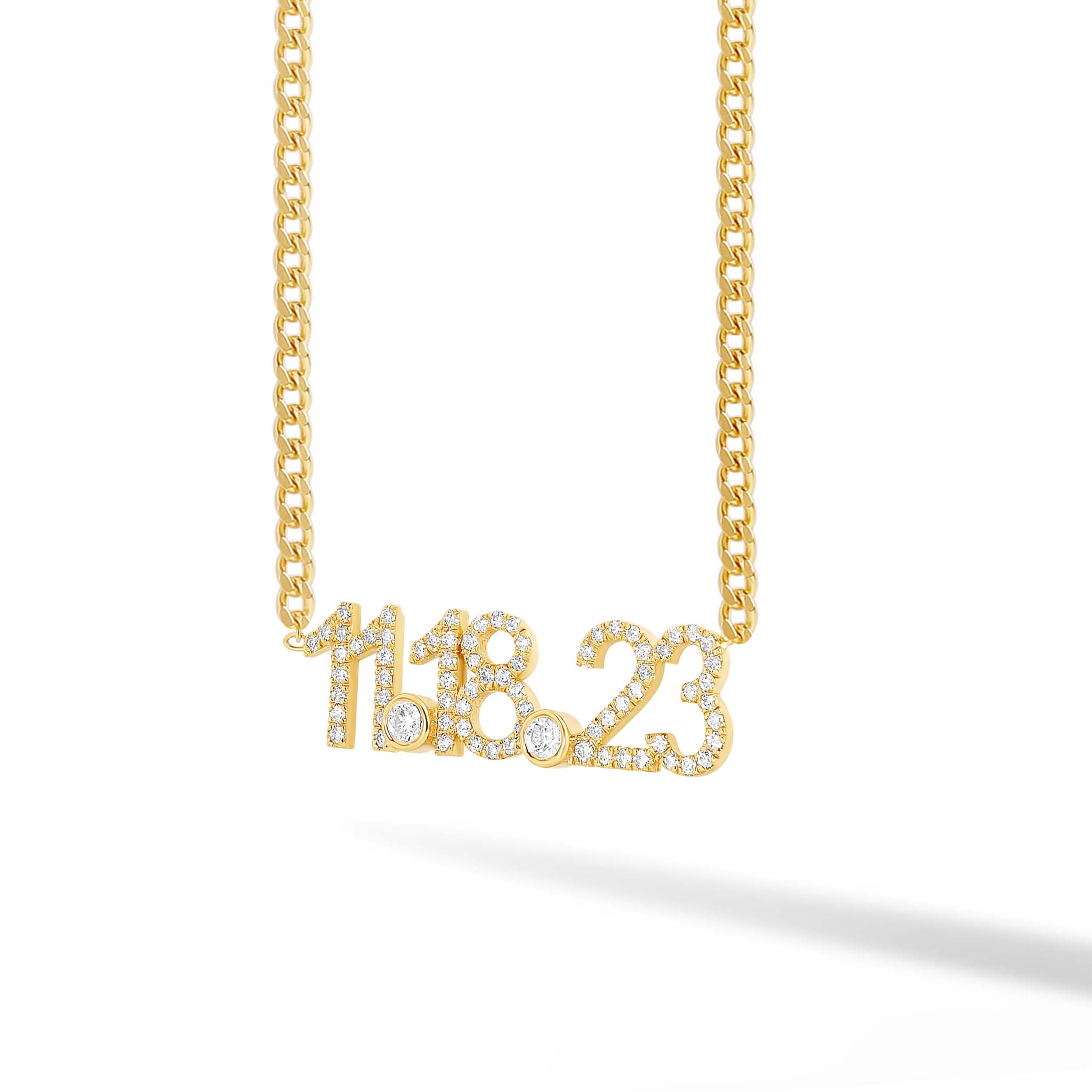 Custom Diamond Date on Curb Cuban Link Necklace