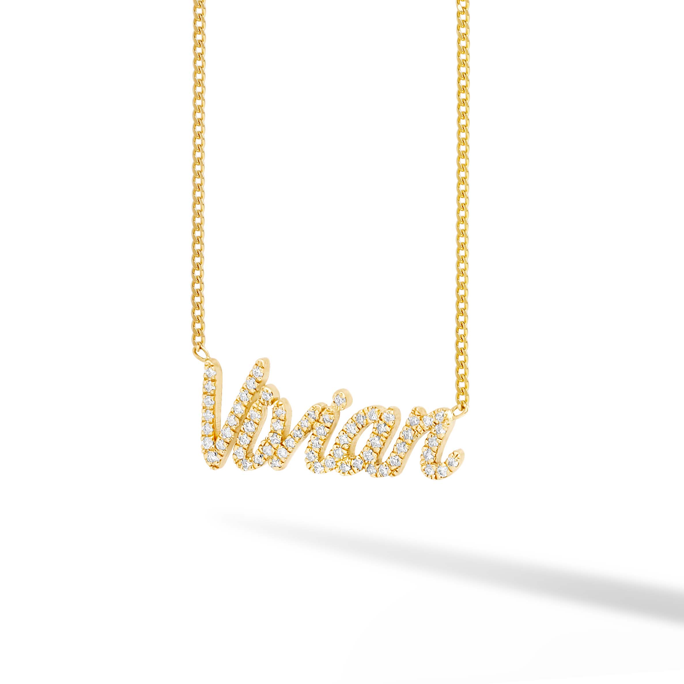 Diamond Name Necklace on 1.5mm Cuban Chain