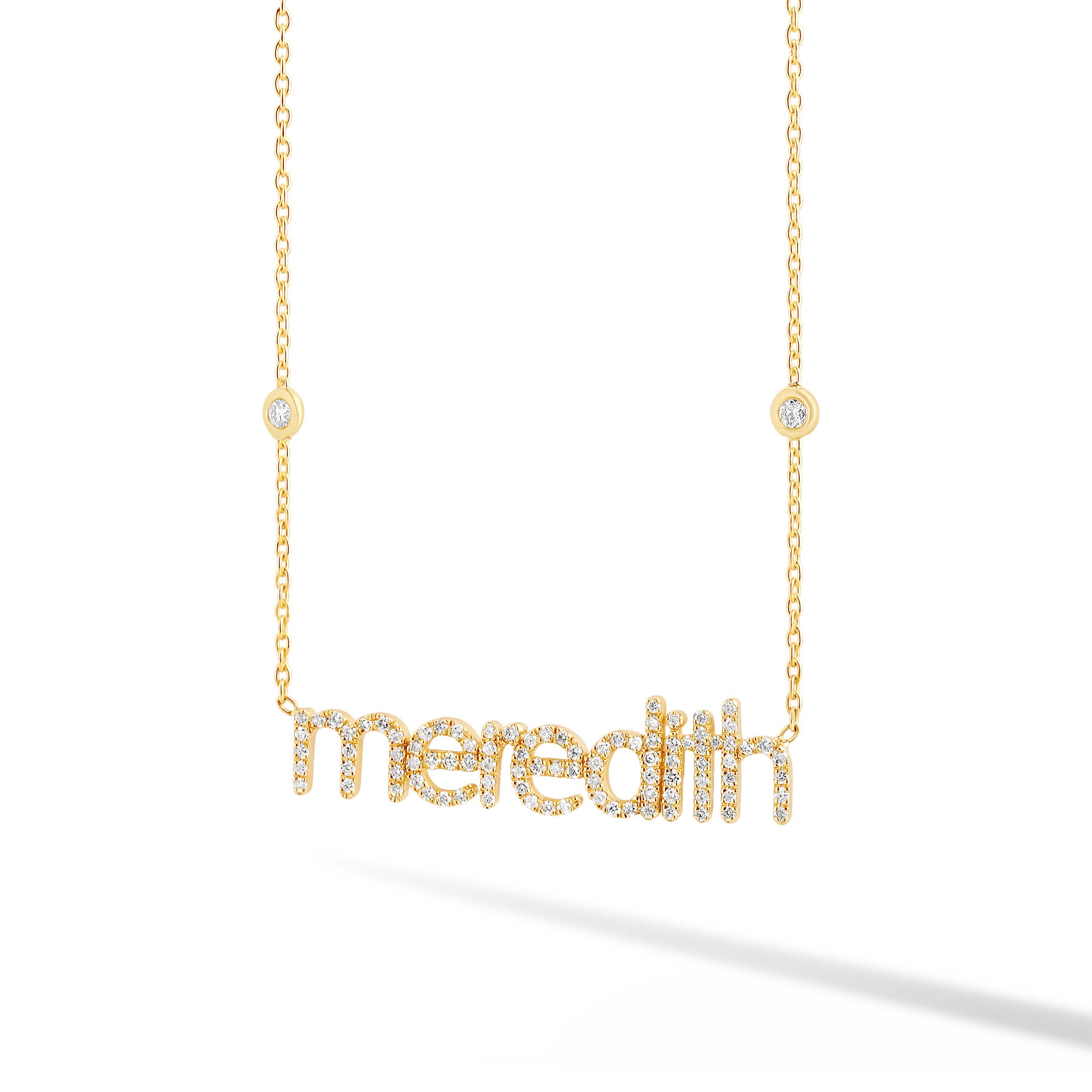 Diamond Name Necklace with Two Bezels