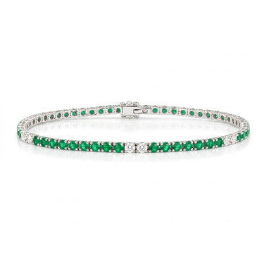 Emerald and Diamonds Tennis Bracelet (18k 3.50ct Natural)