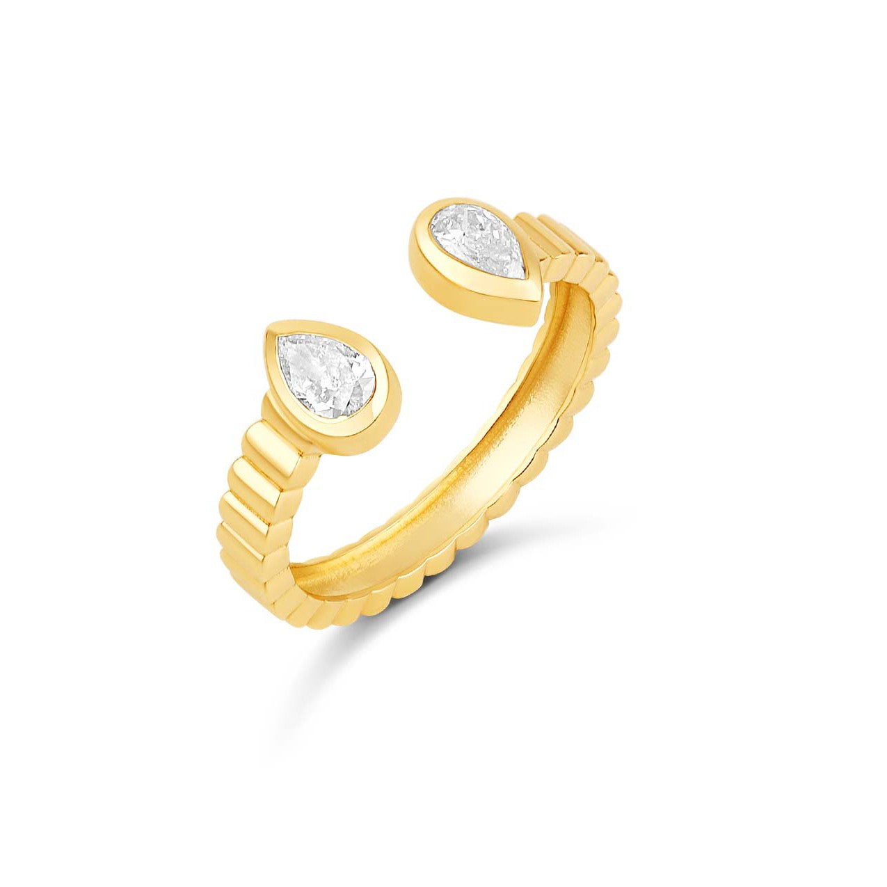 Multishape Diamond Bezels Fluted Cuff Ring