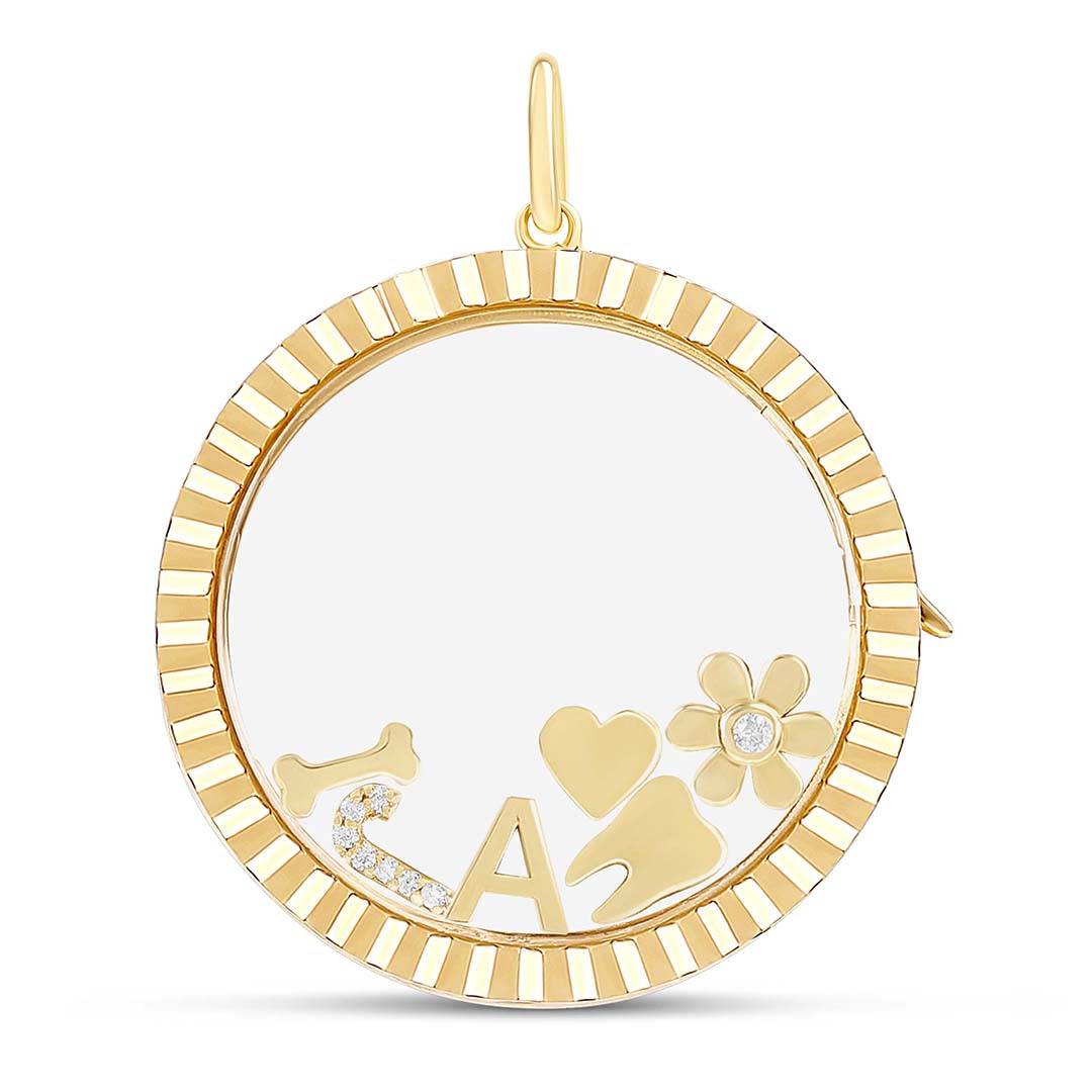 14k Gold Fluted Charm Locket in