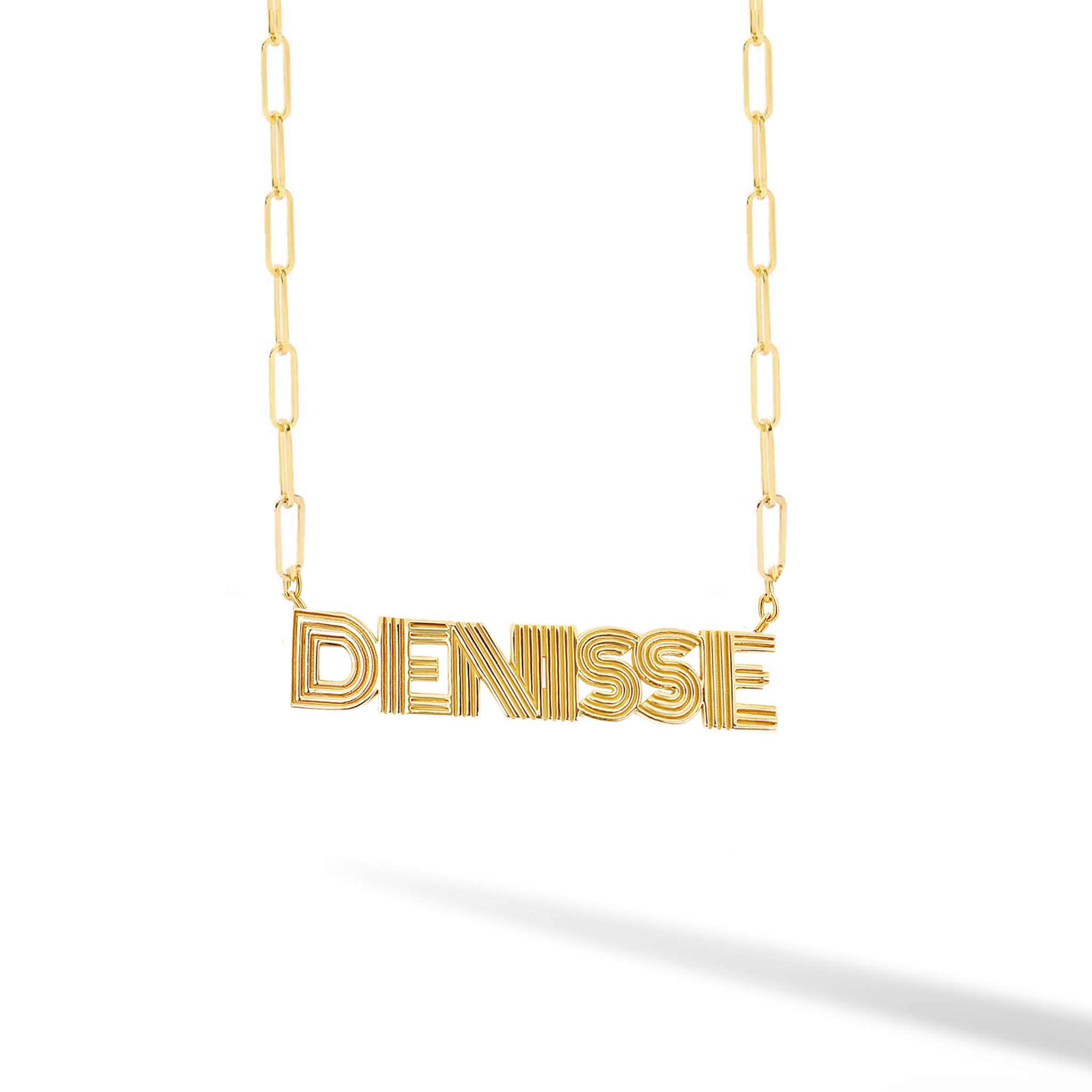 Fluted Name Paperclip Necklace