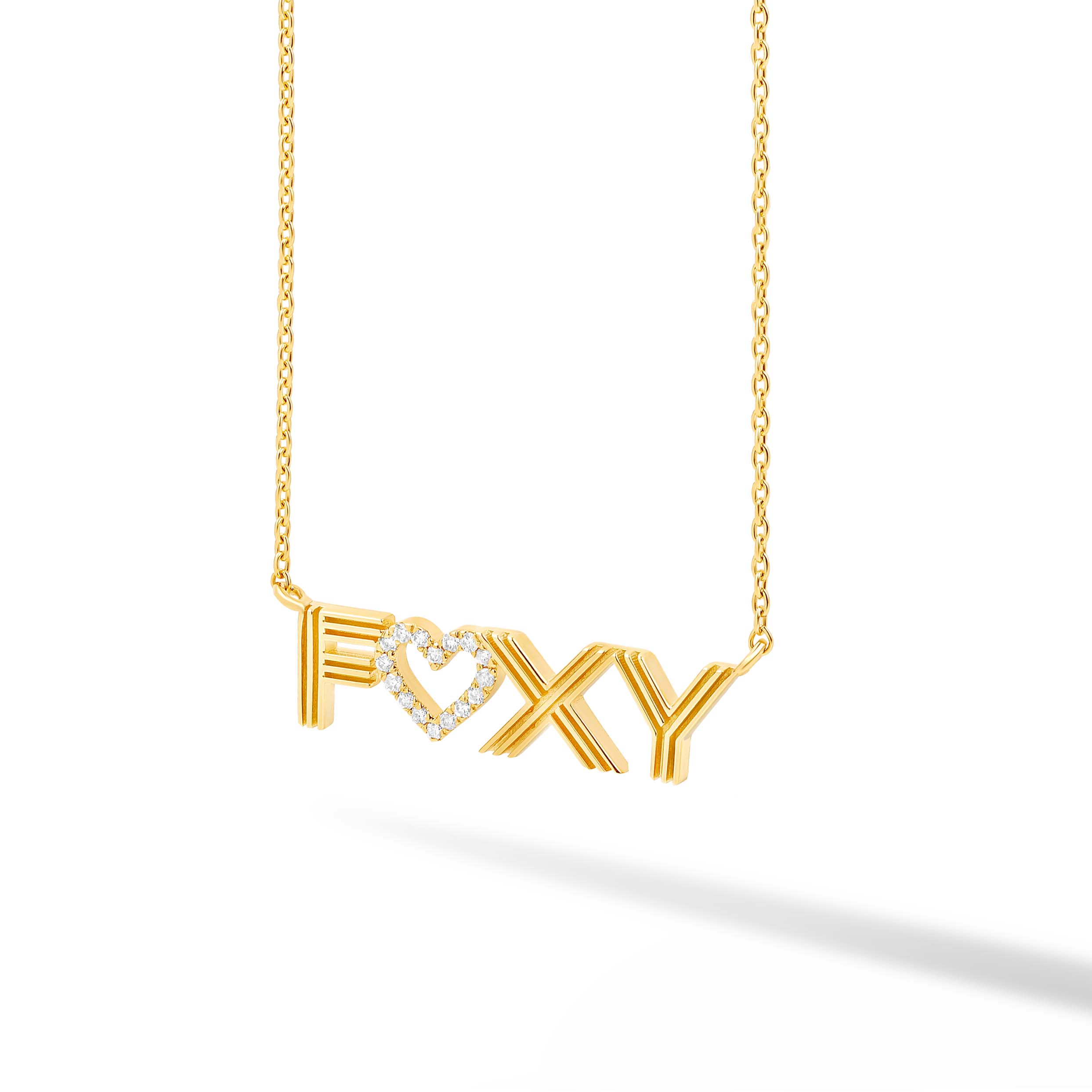 Fluted Diamond Heart Name Necklace