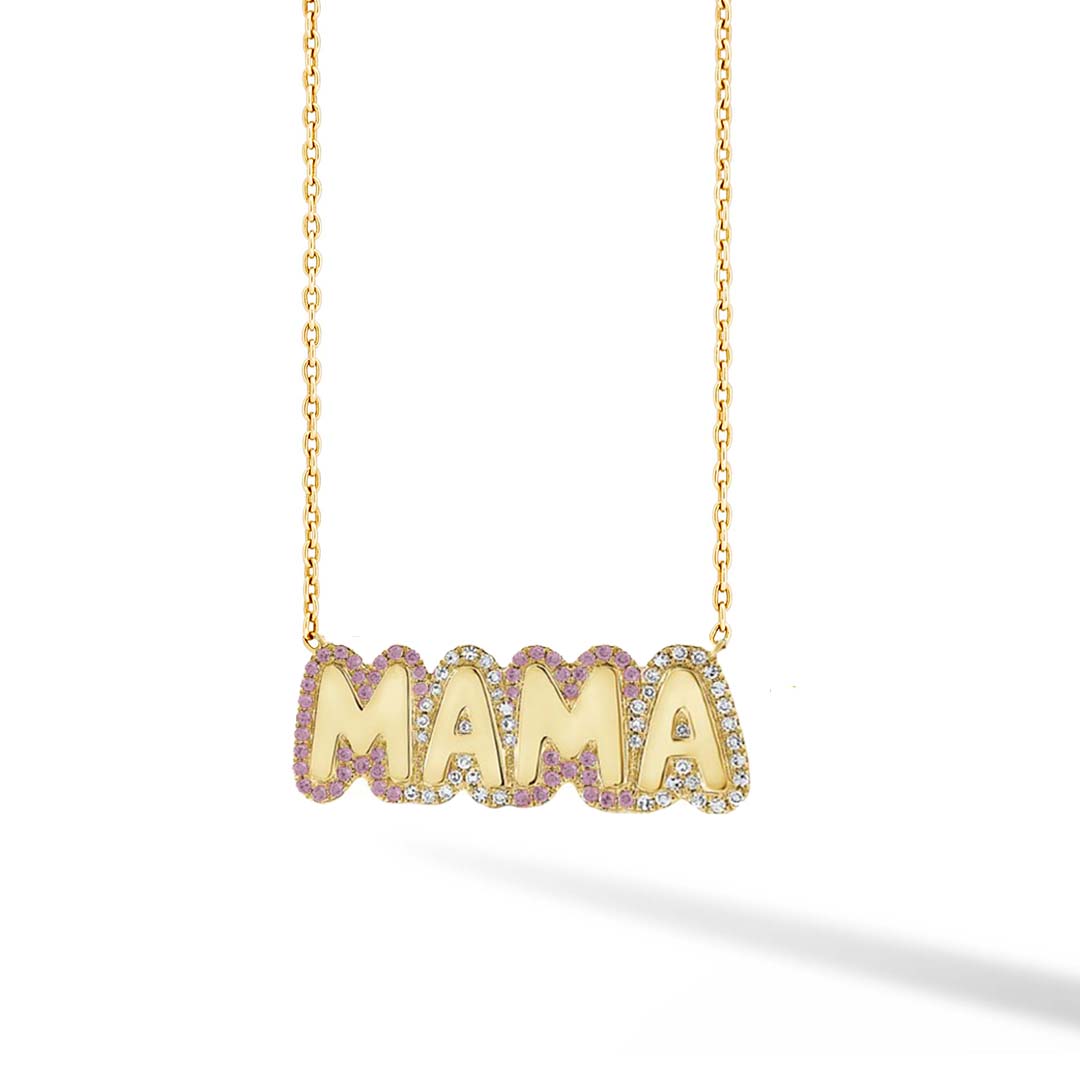 Gemstone Outline Bubble Name Necklace