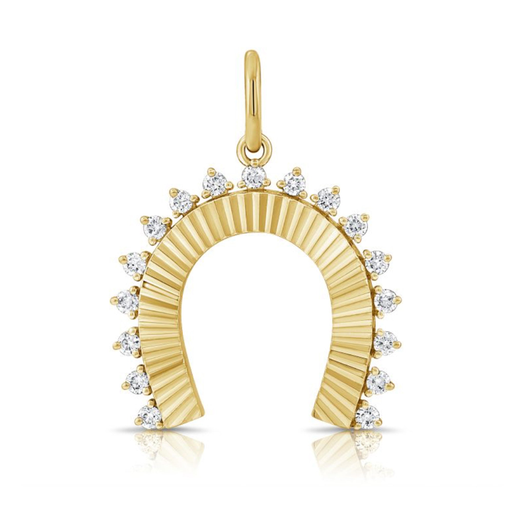 Fluted Horseshoe Charm with Diamond Spikes