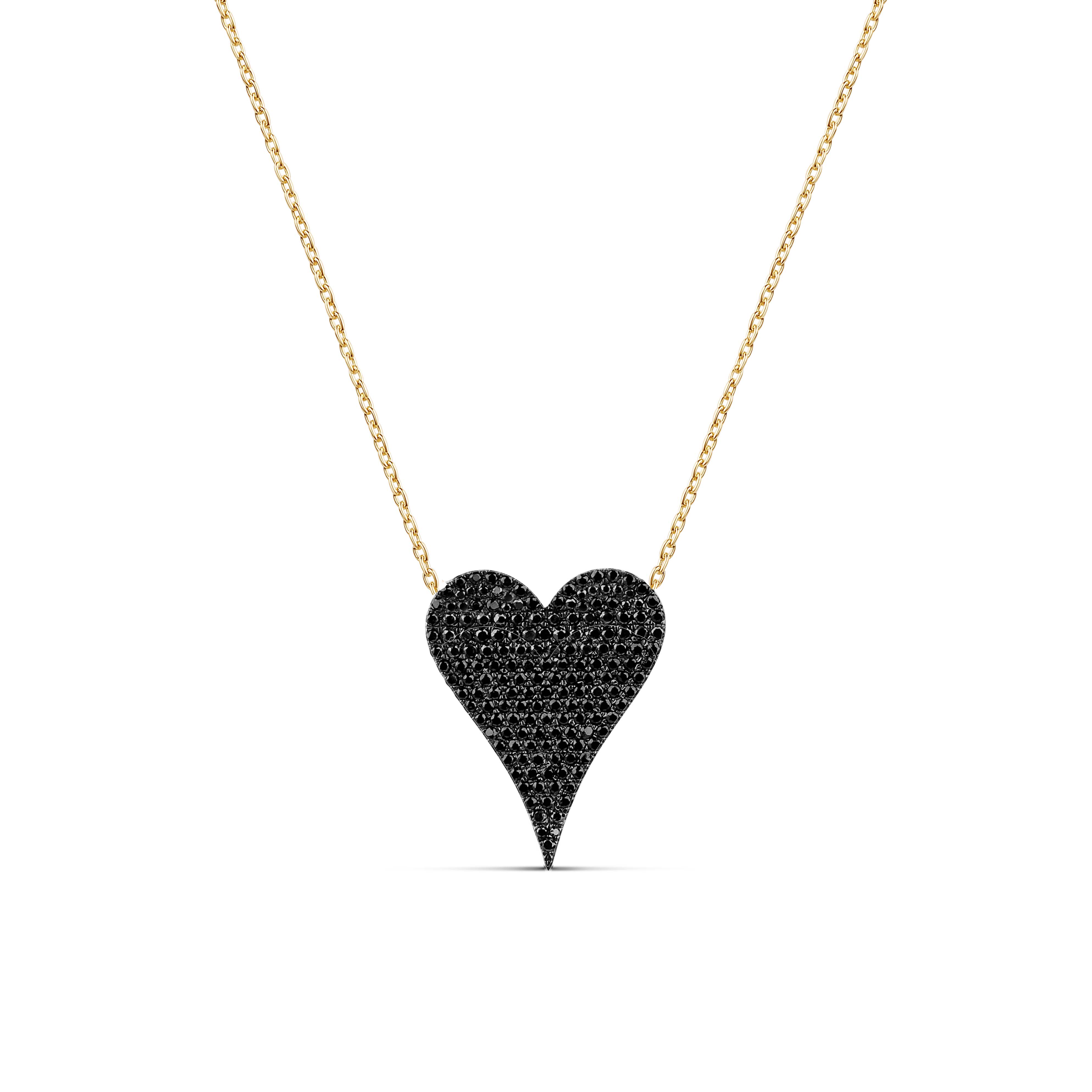 Medium Pave Black Diamond Heart Necklace