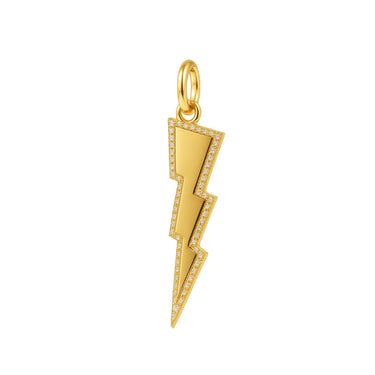 Small Pave Outline Large Lightbolt Charm