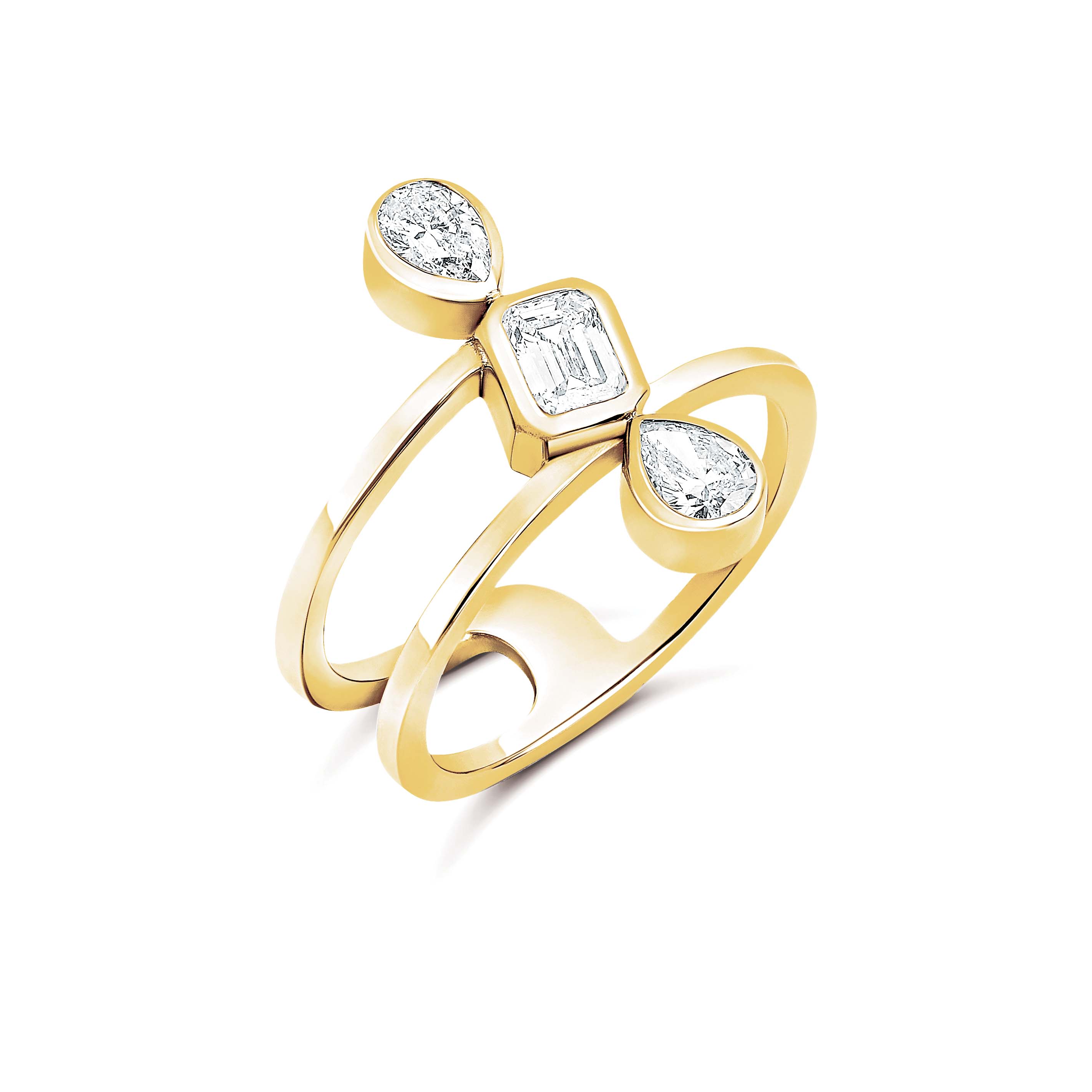 Full and Half Solid Band Multishape Statement Trio Ring