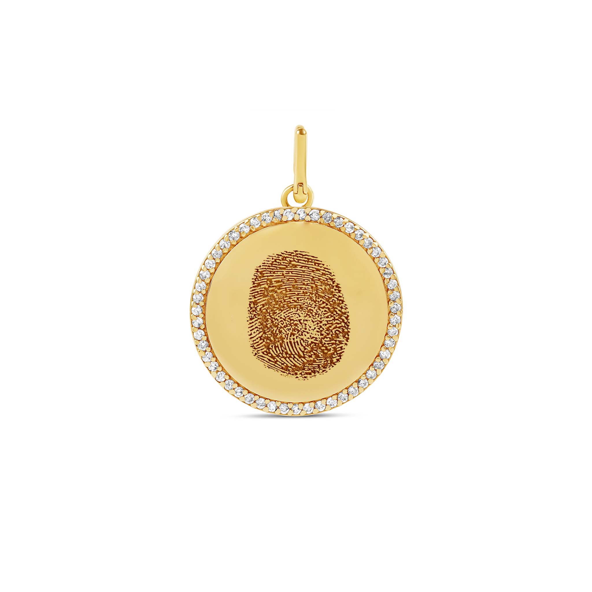 Personalized Print Diamond Border Disc Charm