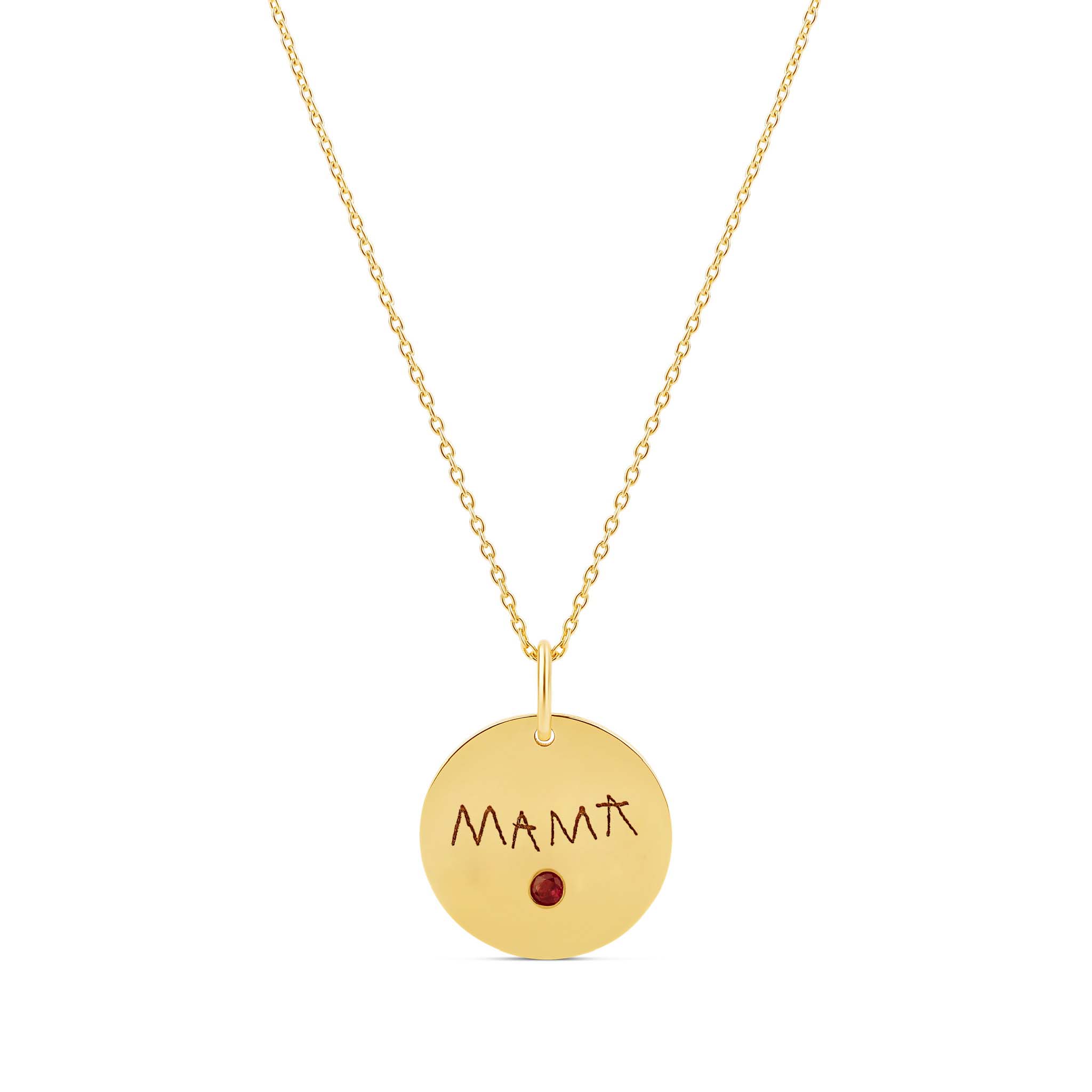 Personalized Print Birthstone Disc Necklace