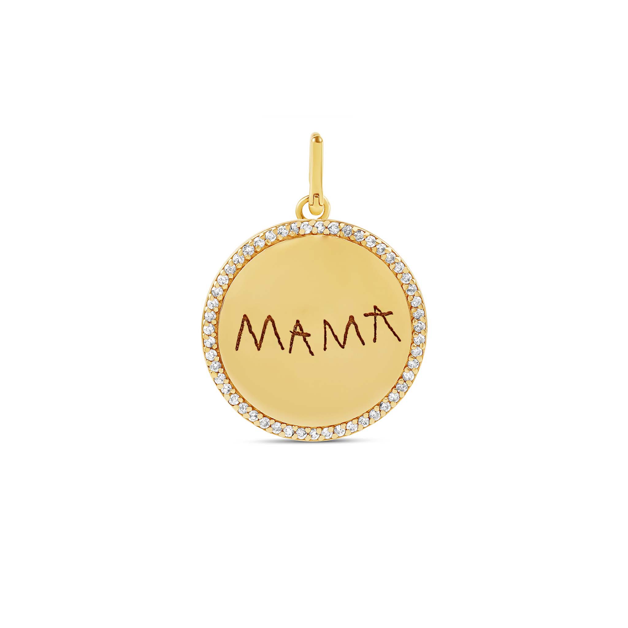 Personalized Print Diamond Border Disc Charm