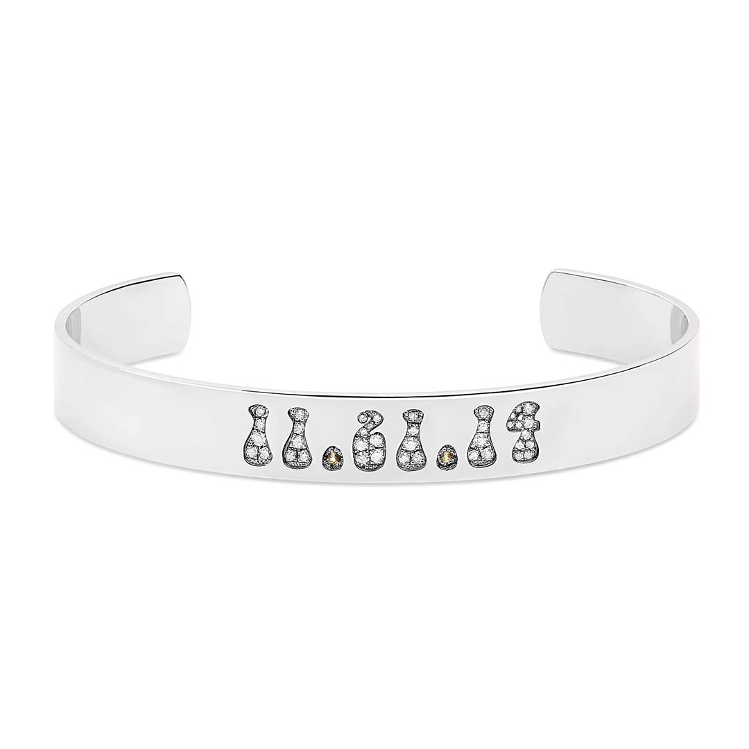 Slim Diamond Personalized Cuff Bangle