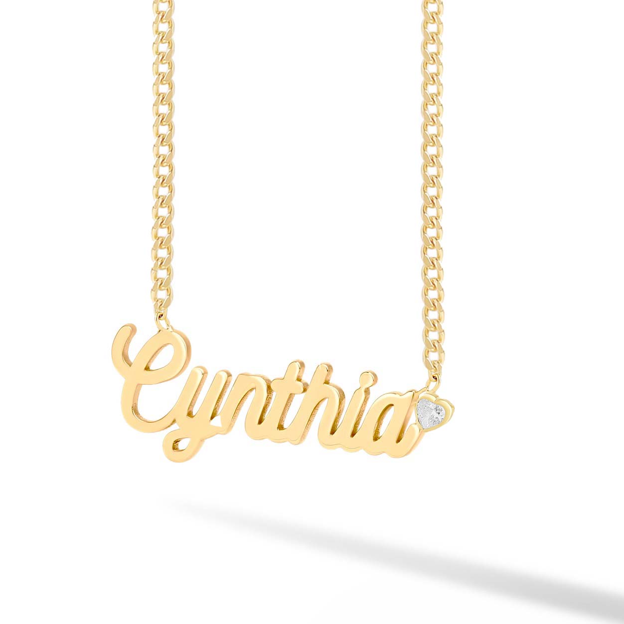 Solid Name + Fancy Shape Cuban Link Necklace