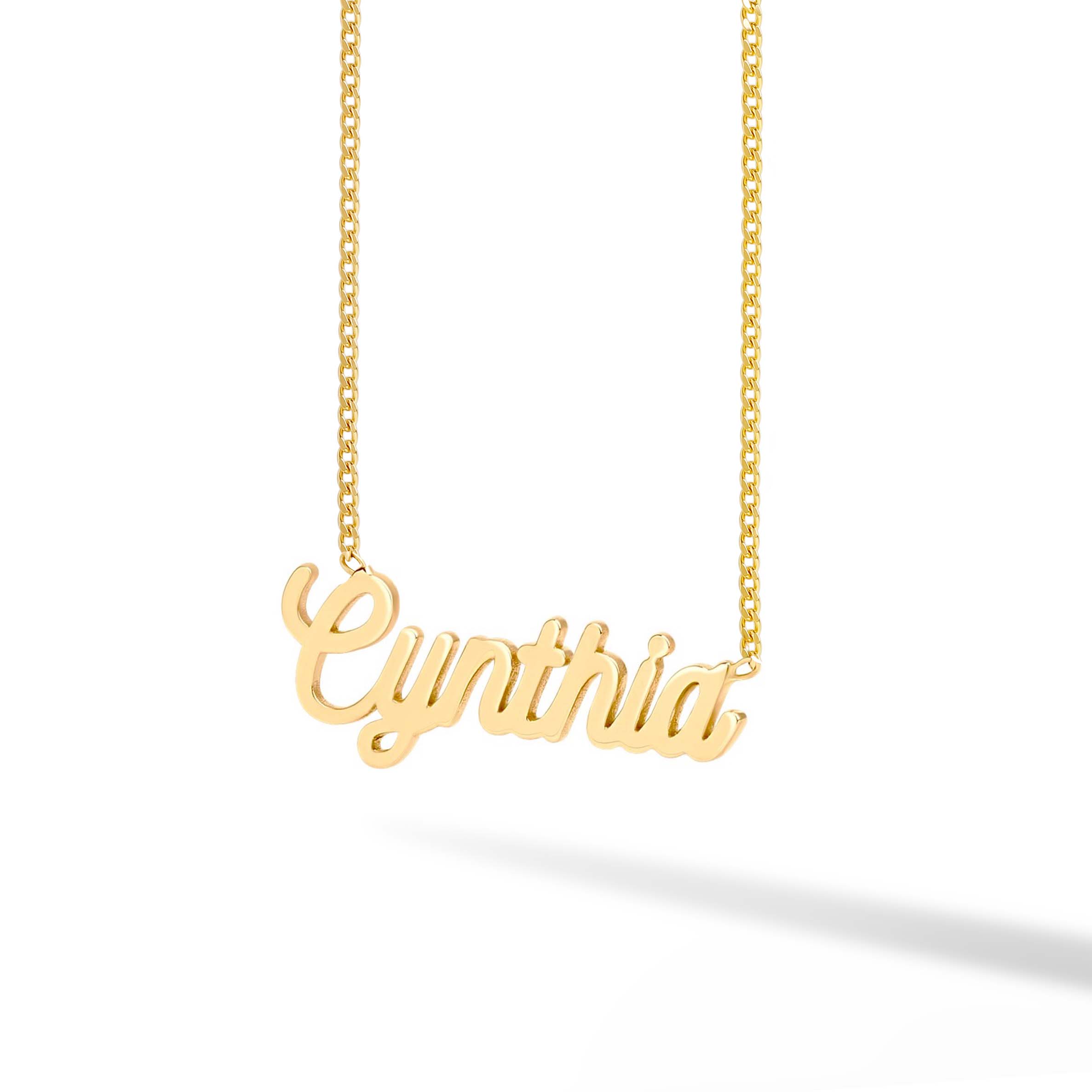 Solid Name Necklace on 1.5mm Cuban Chain