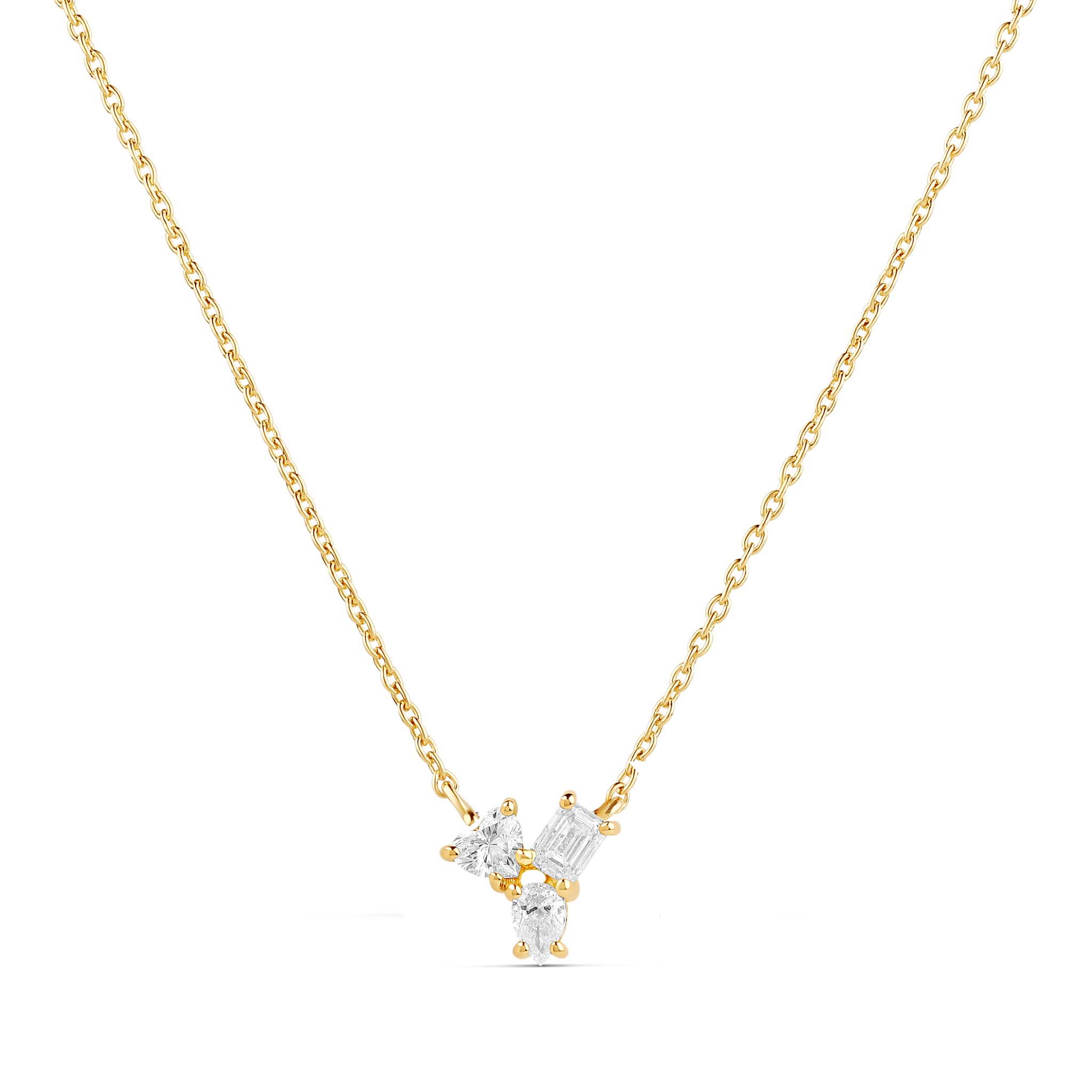 Mini Mixed Shapes Trio Diamond Necklace