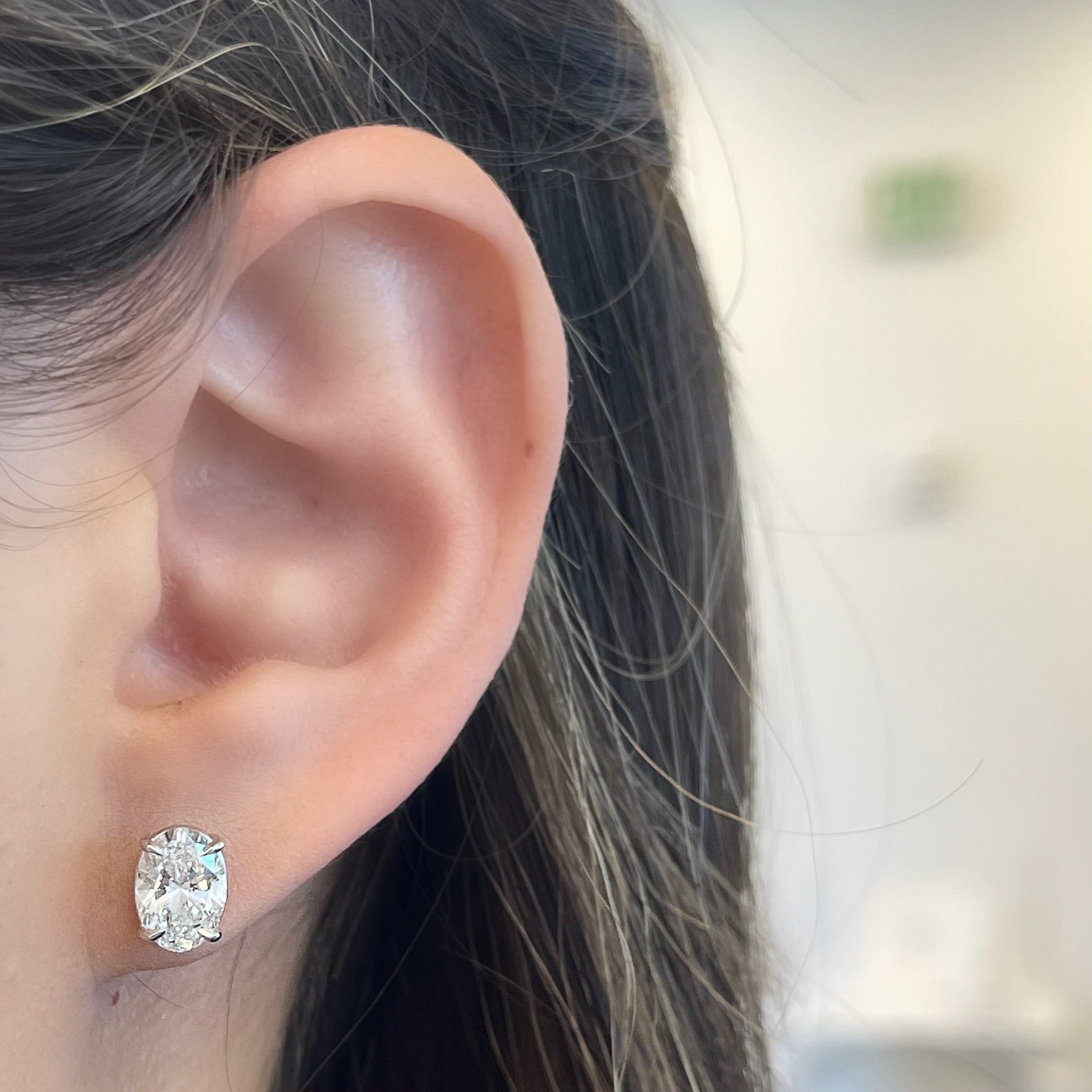 4ctw Oval Lab Diamond Studs (PAIR) - IGI Certified SAMPLE