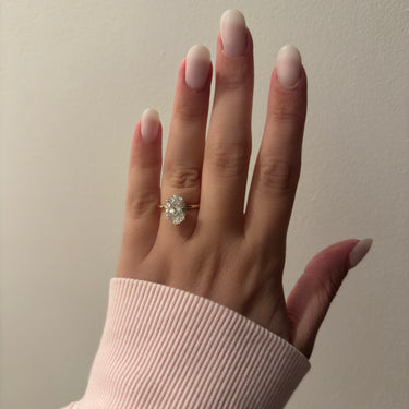 Oval Cut Lab Diamond on Thin Band Ring - IGI Certified