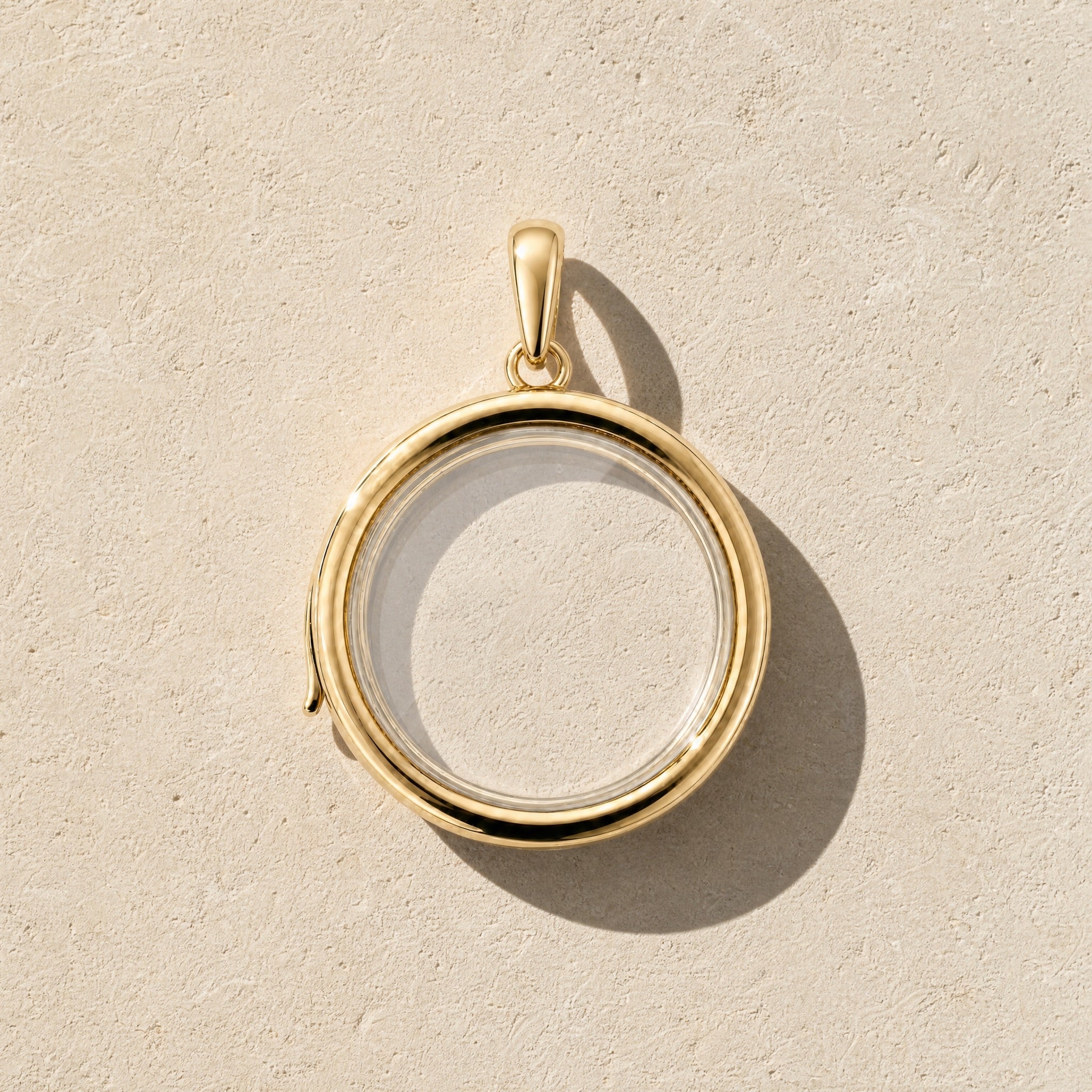 Gold Round Glass Charm Locket