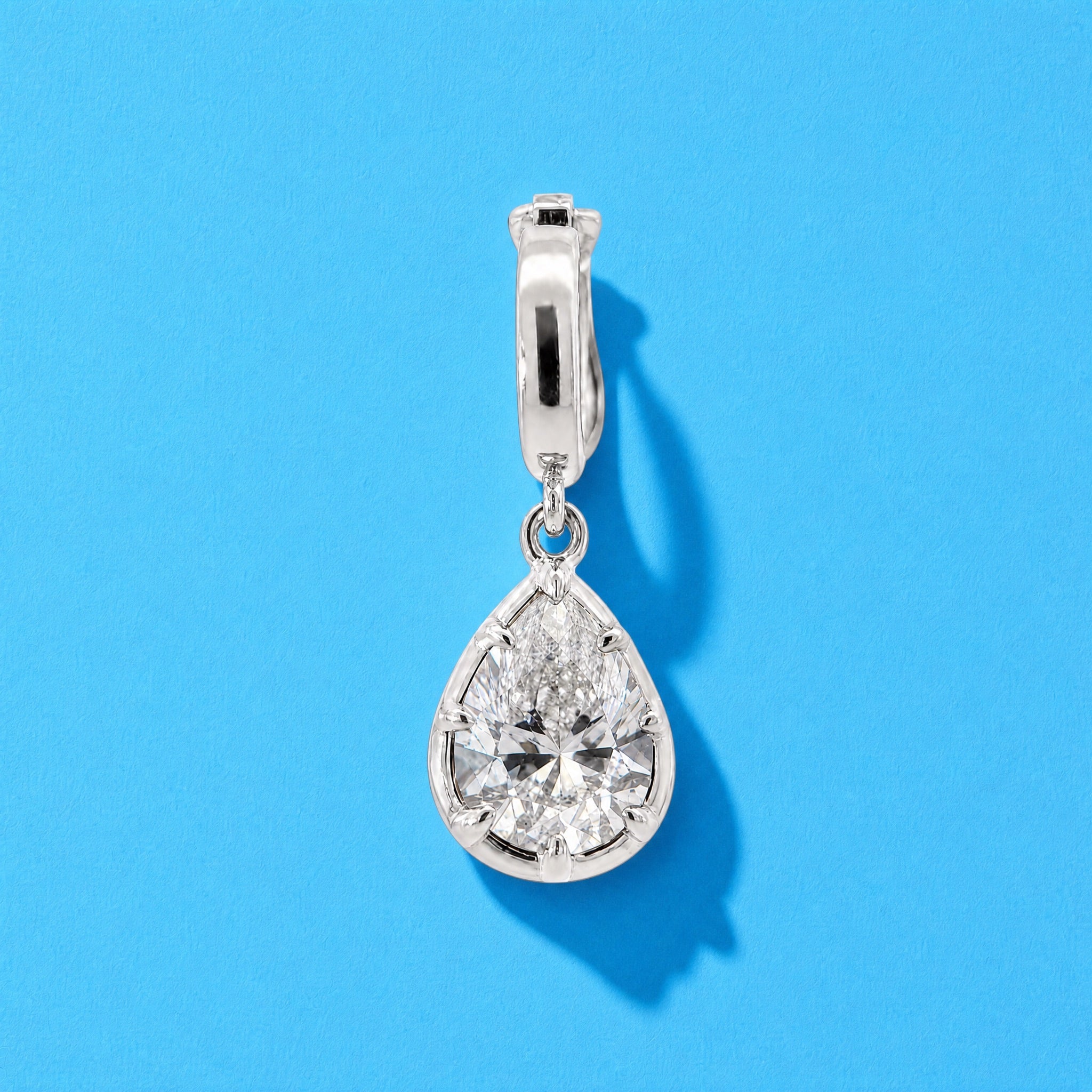 1ct Pear Diamond Charm / White Gold