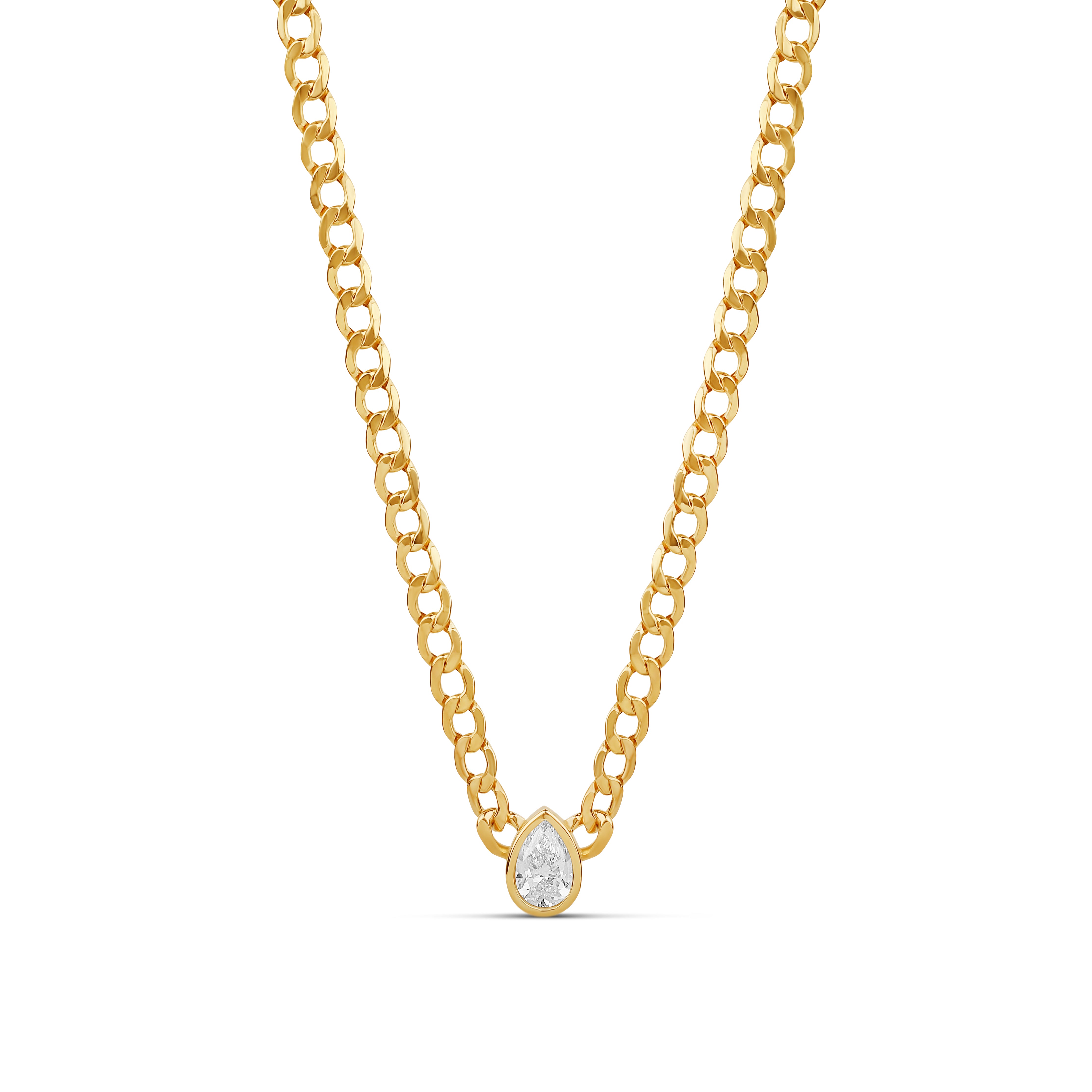 Statement Fancy Diamond Bezel Cuban Link Necklace
