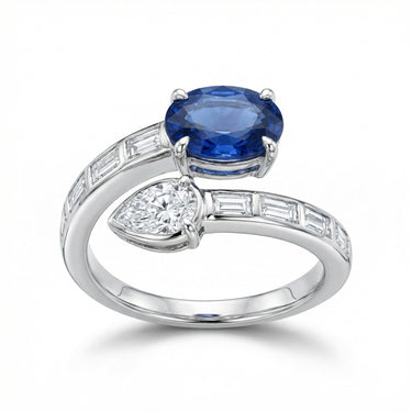 Blue Sapphire Natural Diamonds Wrap Ring