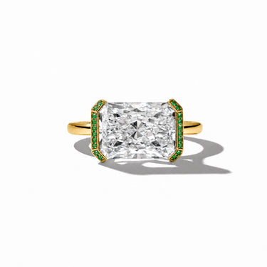 3.05ct Radiant Lab Diamond Ring with Emerald Setting (IGI Certified)