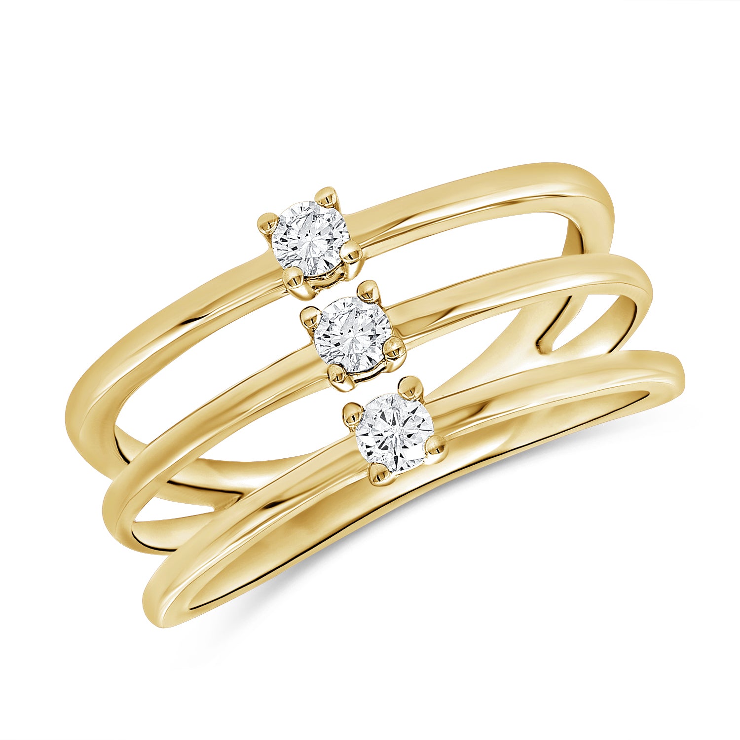 Three-In-One Diamond Bar Ring