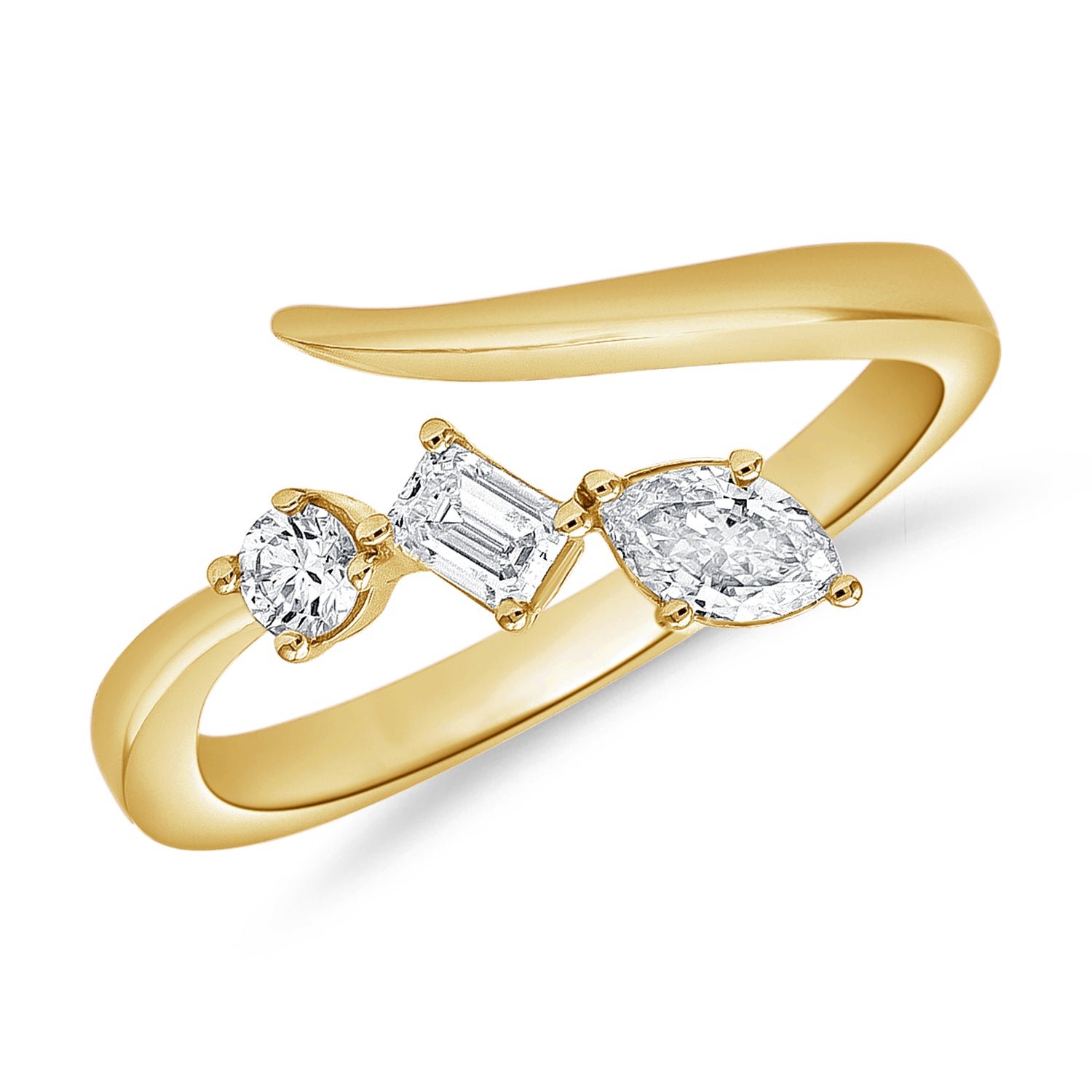 Multishape Diamond Dainty Cuff Ring
