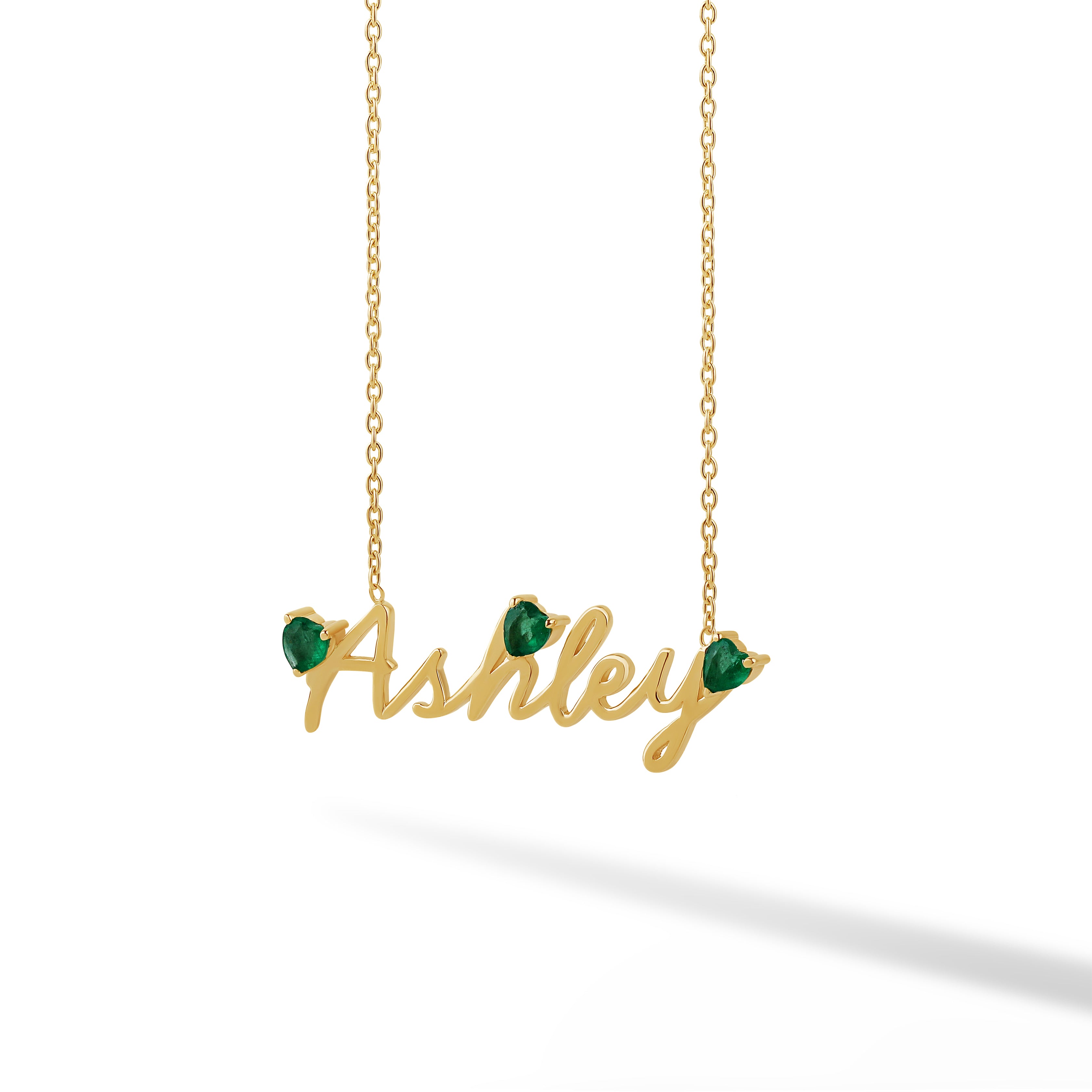 Single Custom Name Necklace with Floating Heart Birthstone