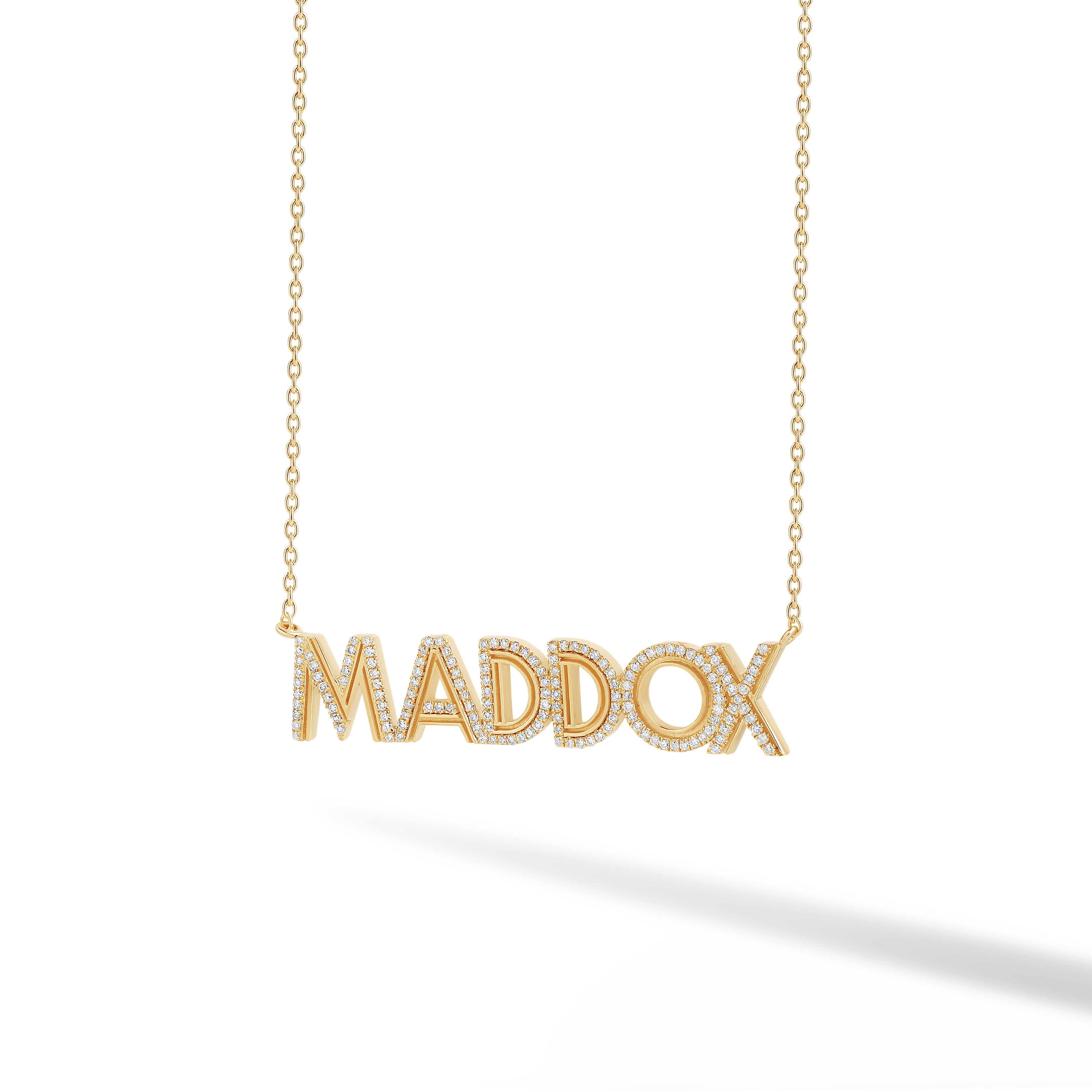 Fluted Finish + Diamond Detail Name Necklace