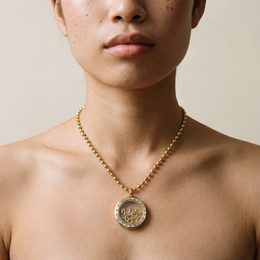 French Baguette Lab Diamond Round Glass Charm Locket