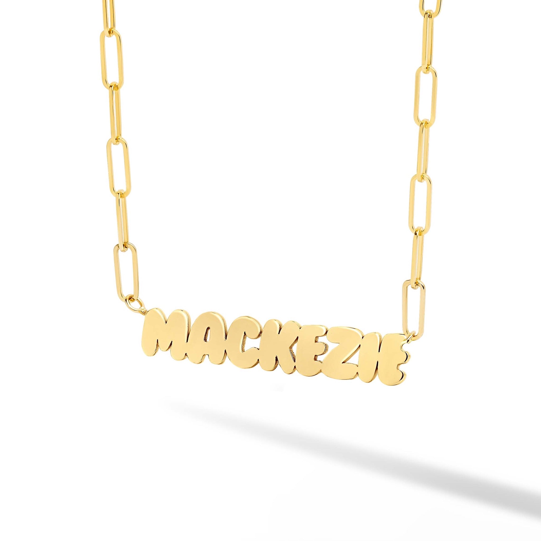 Custom Solid Gold Name on PaperClip Necklace