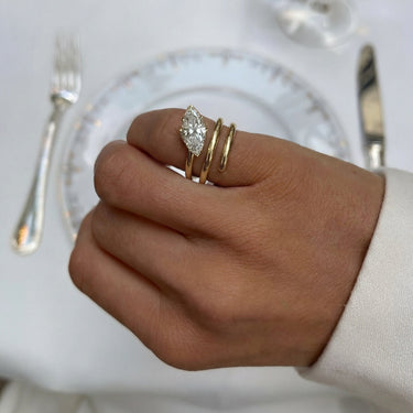 Spiral Marquise Cut 2ct Lab Diamond Signet Ring