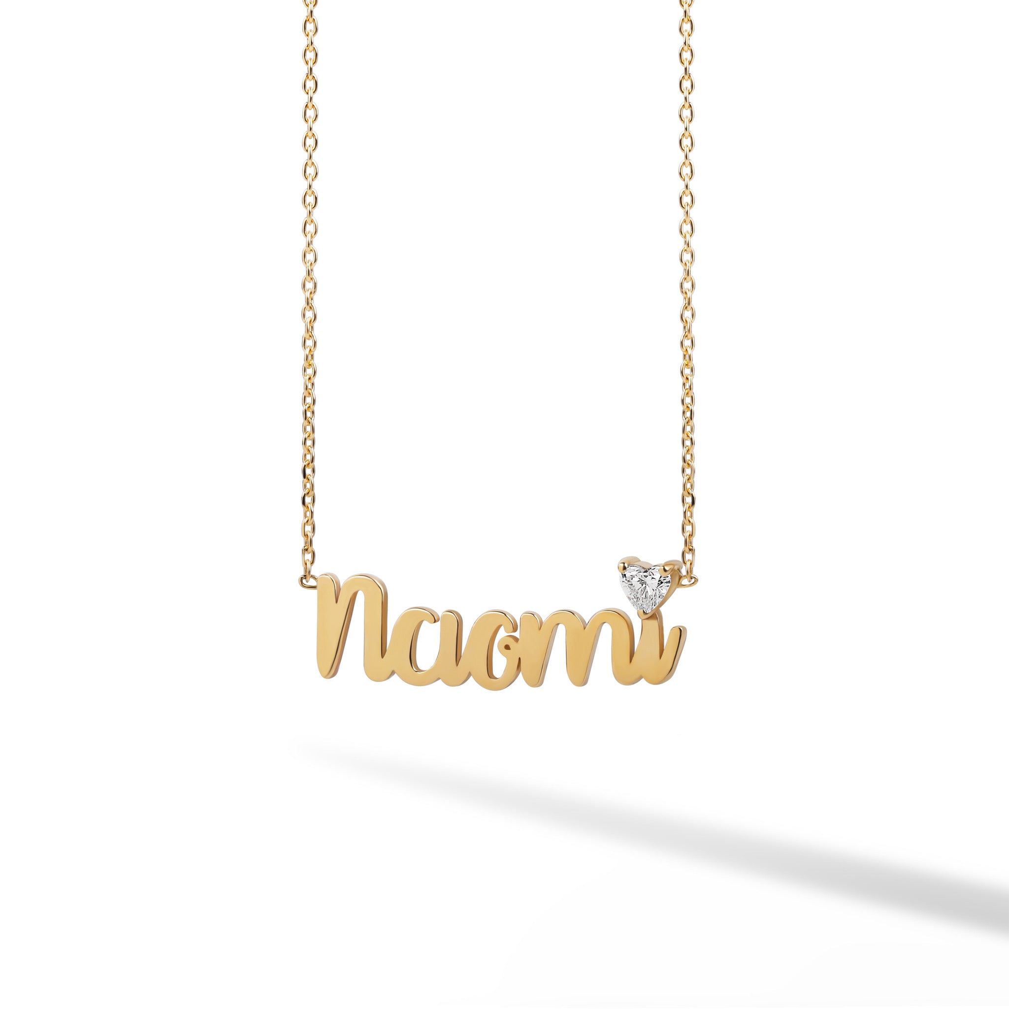 Single Name Necklace with Floating Heart – 770FJ