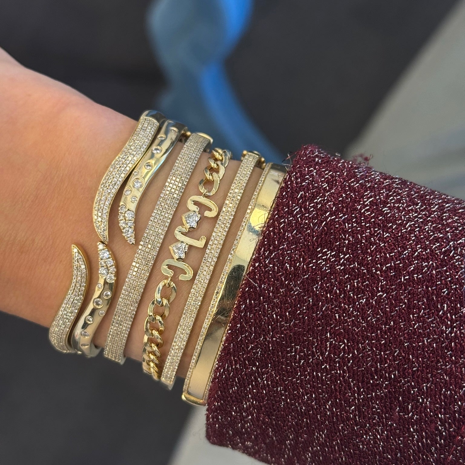 Custom Cuban Link Solid Initials + Mixed Shapes Bracelet