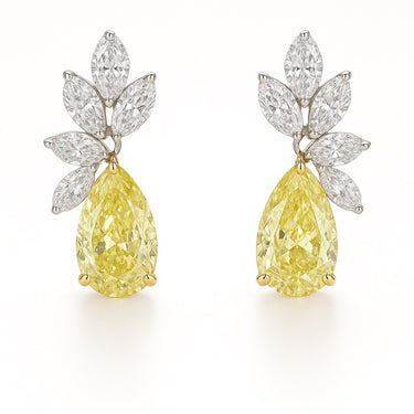 Yellow Pear Statement Lab Diamond Earrings