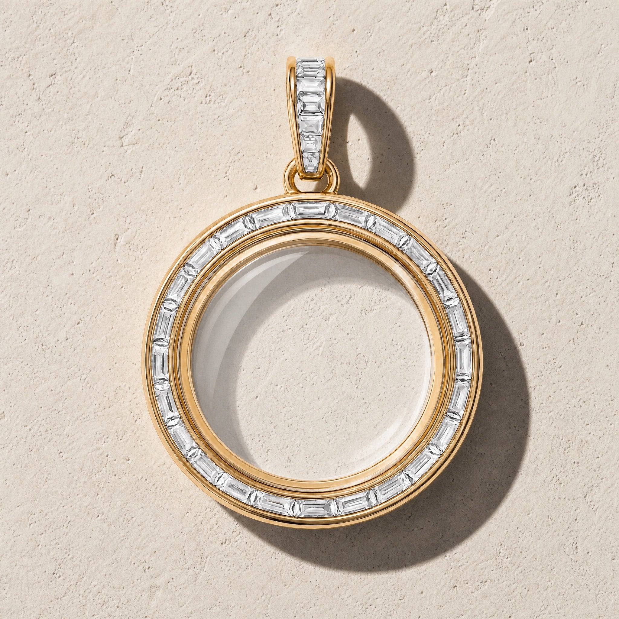 Charlotte Lab Diamond Round Glass Charm Locket
